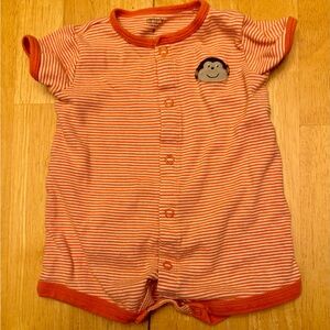 Carter's Orange Striped Bodysuit with Monkey Appliqué